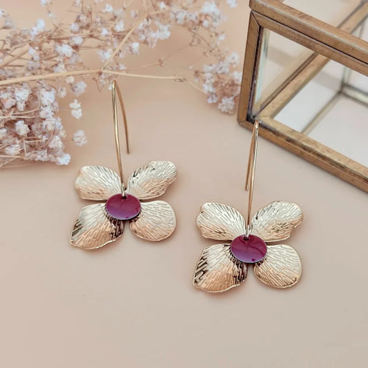Boucles d’oreilles L’éblouissante or et bordeaux