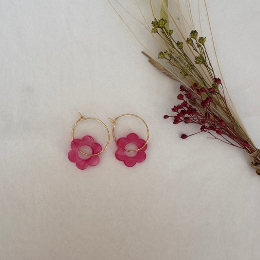 Boucles d’oreilles Flora rose
