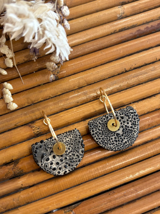 Boucles d'oreilles en céramique incrustations noires