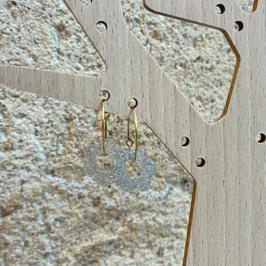 Boucles d’oreilles Flora blanc pailleté