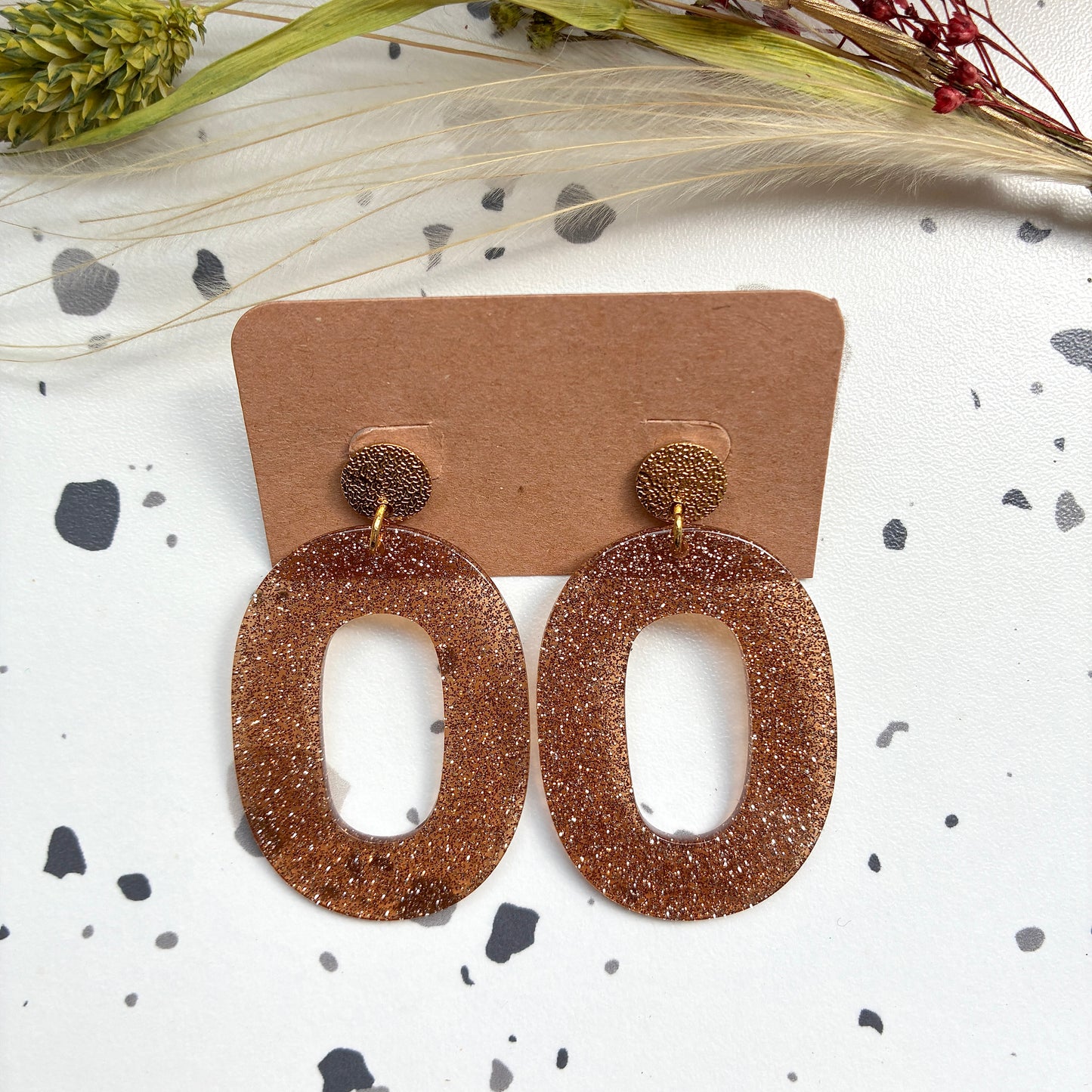 Boucles d’oreilles Alba bronze pailleté