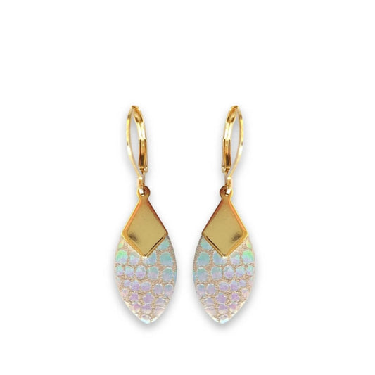 Boucles d’oreilles Plume cuir holographique