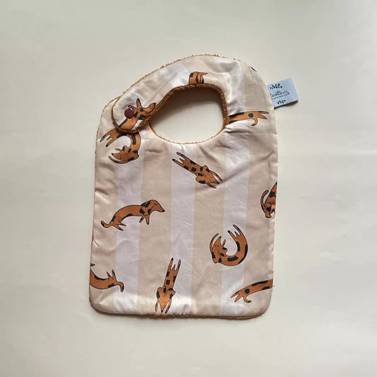 Bavoir Chien rayé beige