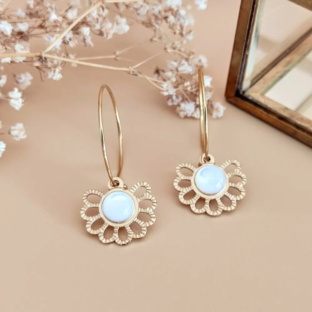 Boucles d’oreilles La poétique nacre blanche