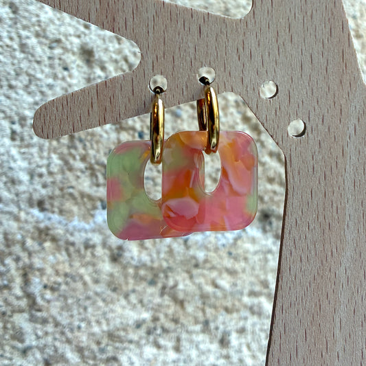 Boucles d’oreilles Candice orange/rose