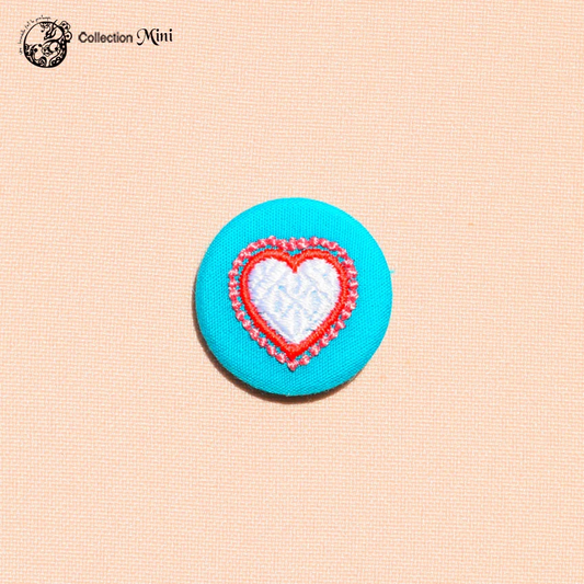 Broche Mini cœur bleu ciel et blanc