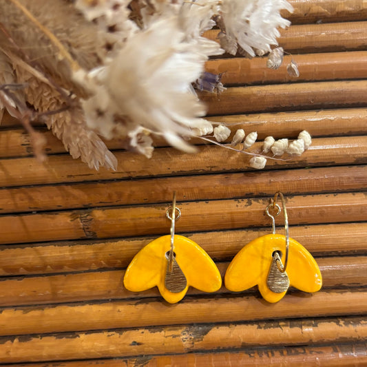 Boucles d'oreilles en céramique tulipe orange