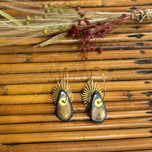Boucles d'oreilles en céramique goutte soleil