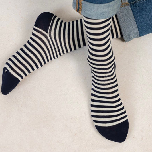 Chaussettes Coton Urban Marinière Encre T43/46