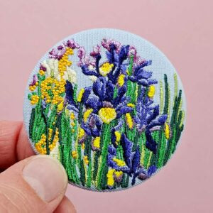 Broche grand format Le jardin de Claude, les Iris