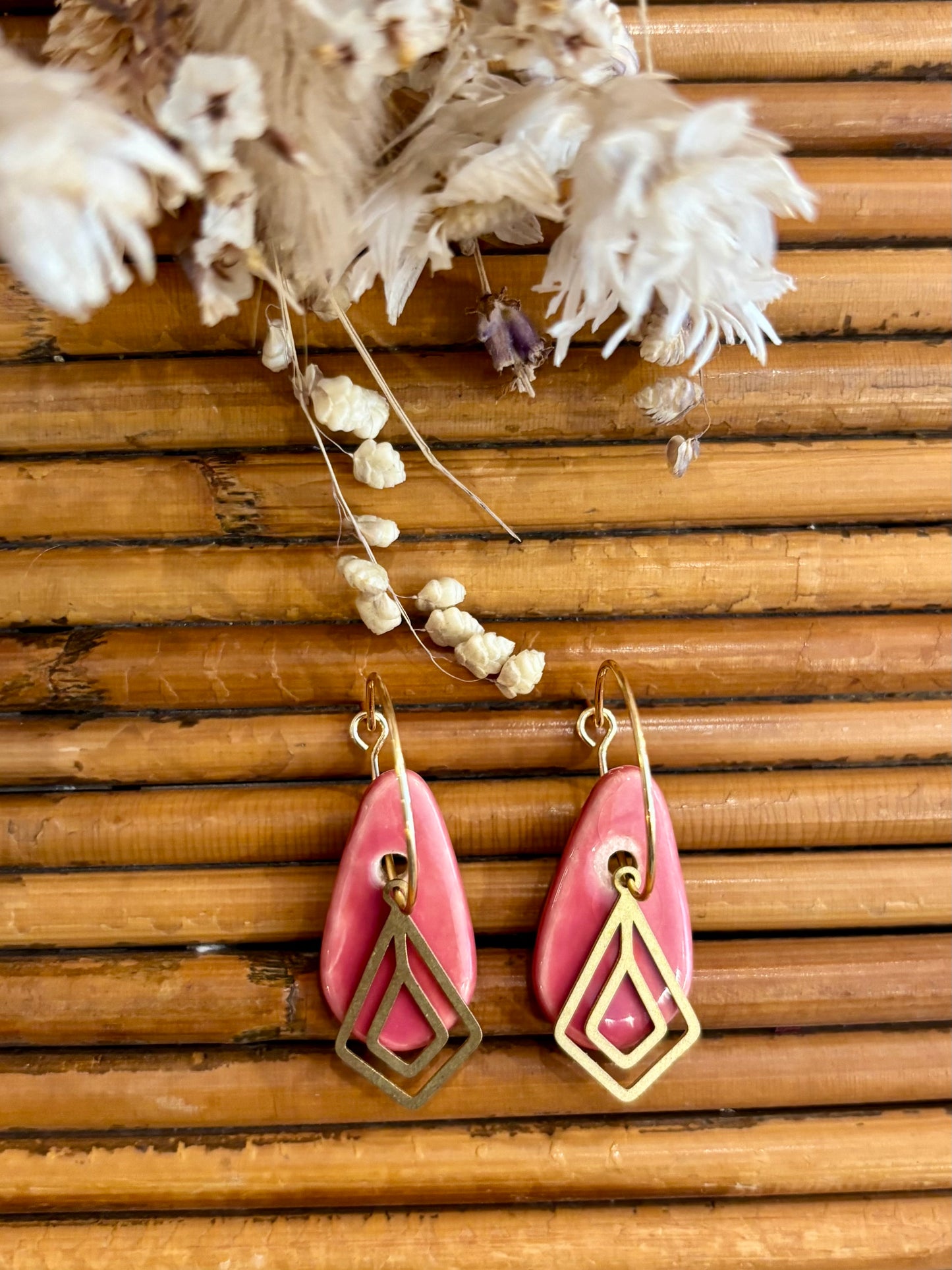 Boucles d'oreilles en céramique larme terra