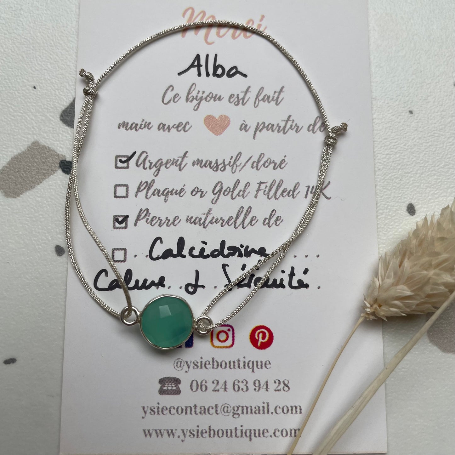 Bracelet Alba Argenté avec pierres semi-précieuses