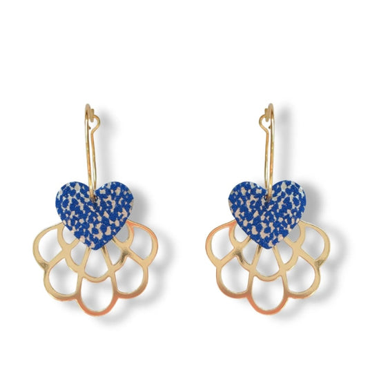 Boucles d’oreilles coeur Vic bleu argent