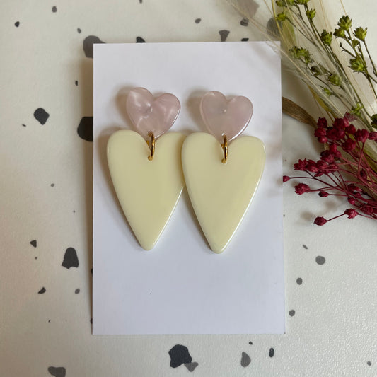 Boucles d’oreilles Céleste crème et rose
