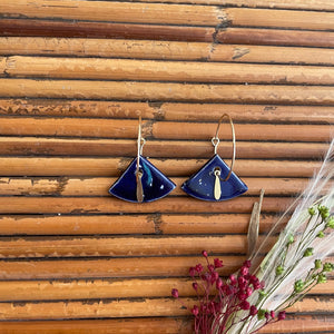 Boucles d'oreilles en céramique triangle bleu