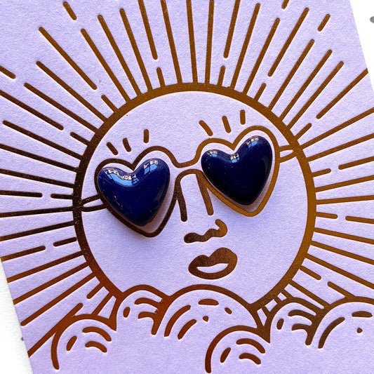 Pin’s en céramique petits cœurs sunshine bleu nuit