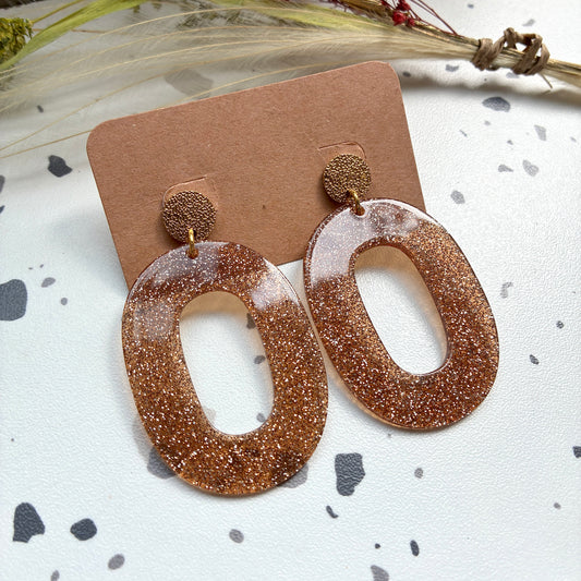 Boucles d’oreilles Alba bronze pailleté