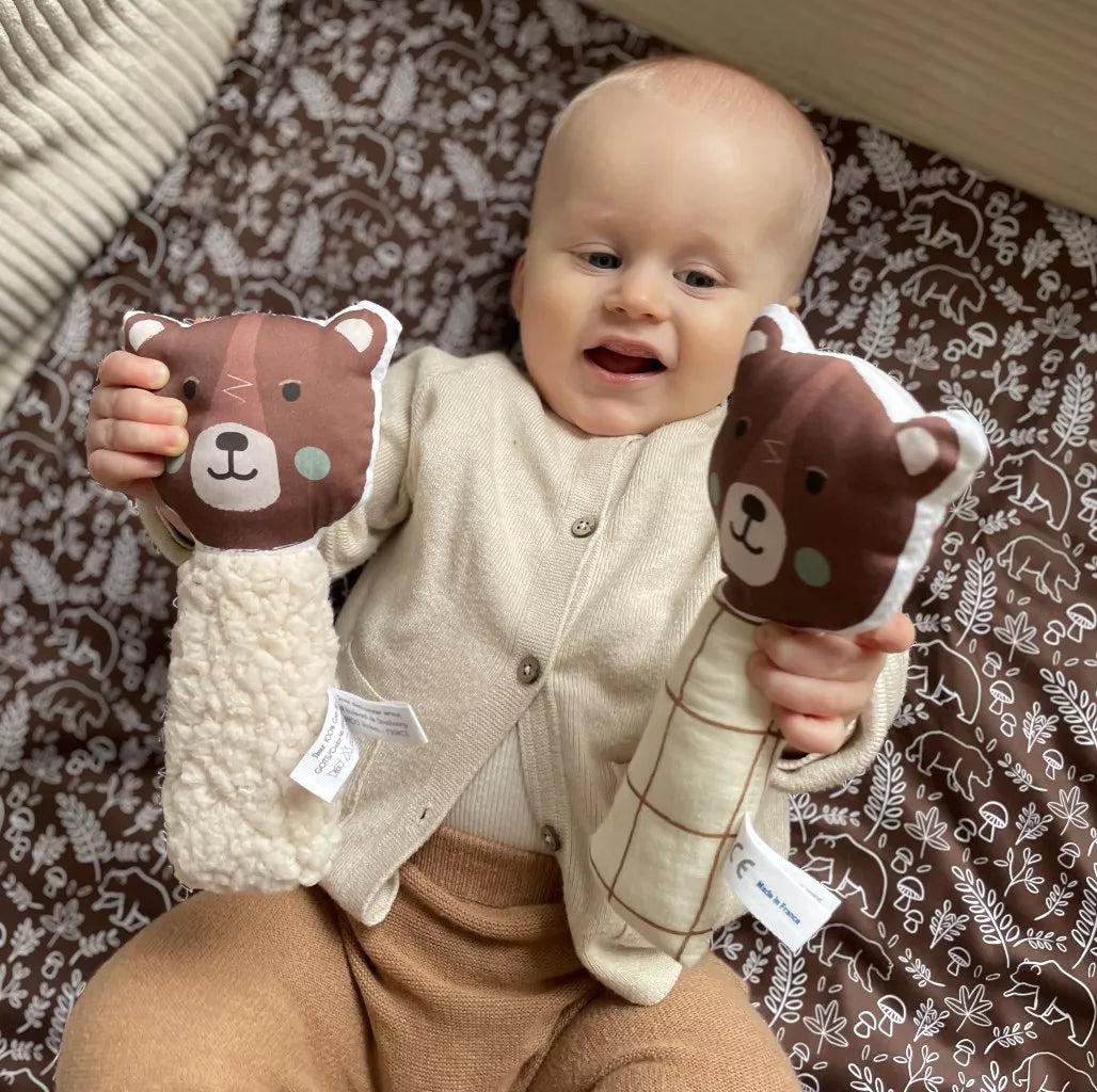 Hochet Ours Brun Teddy Beige