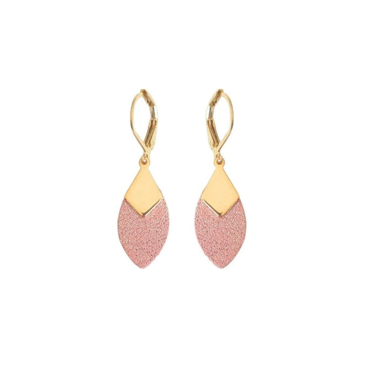 Boucles d’oreilles Plume rose pailleté