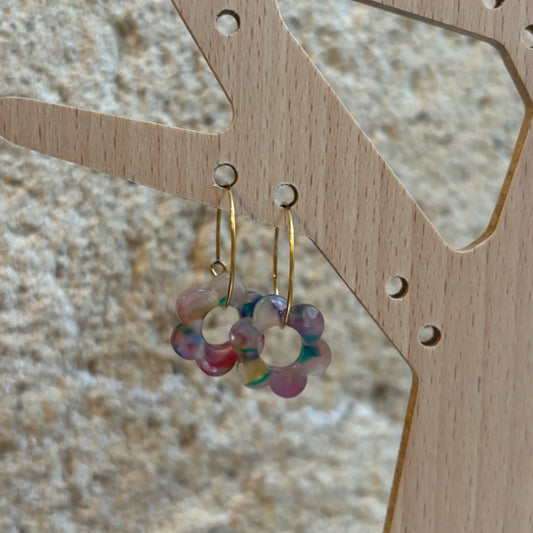 Boucles d’oreilles Flora multicolore pastel