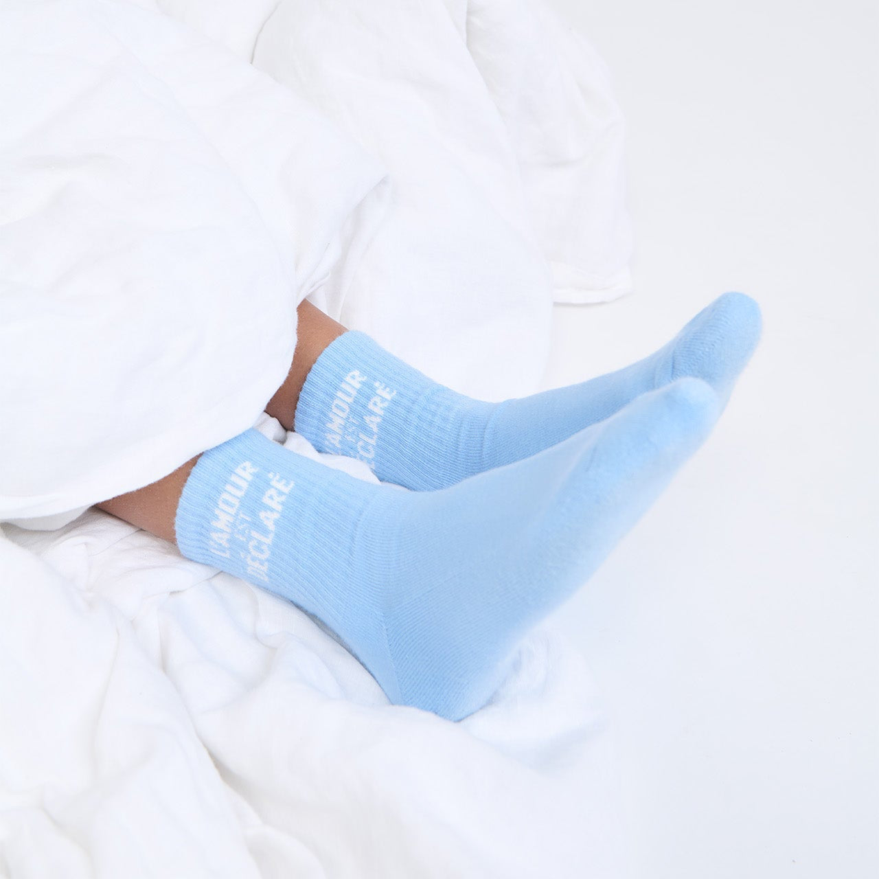 Chaussettes L’amour est déclaré bleu ciel T36-41