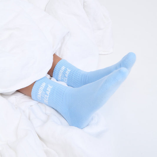 Chaussettes L’amour est déclaré bleu ciel T42-46