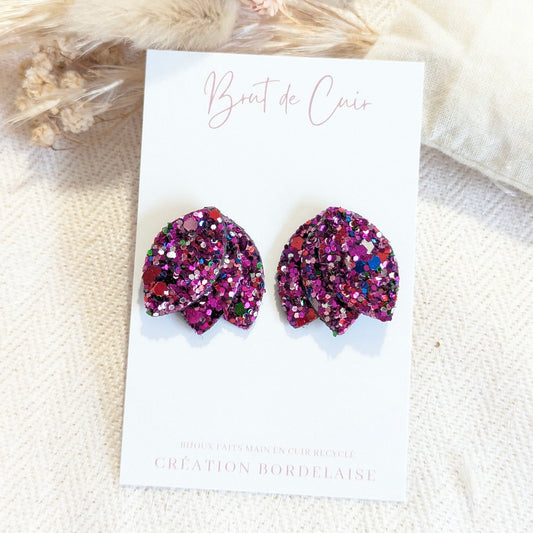 Boucles d’oreilles Romy rose foncé