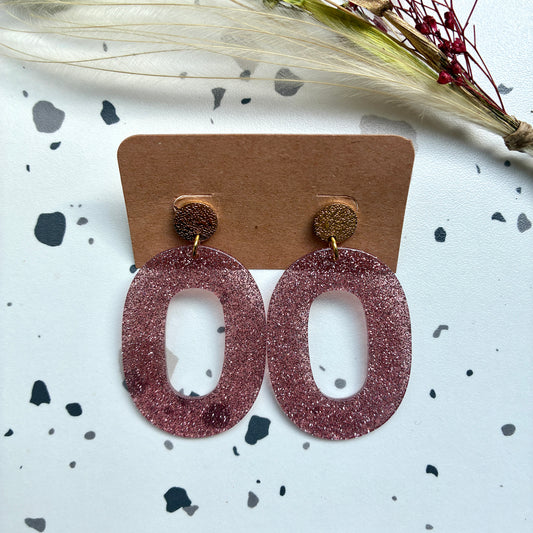 Boucles d’oreilles Alba vieux rose pailleté