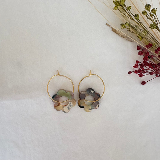Boucles d’oreilles Flora translucide coloré