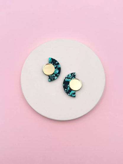 Boucles d’oreilles puces Roseline - Turquoise et Or