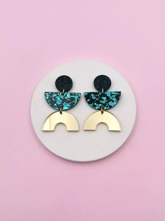 Boucles d’oreilles Ronette - Turquoise et Or