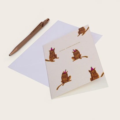 Carte double avec enveloppe - Chats festifs
