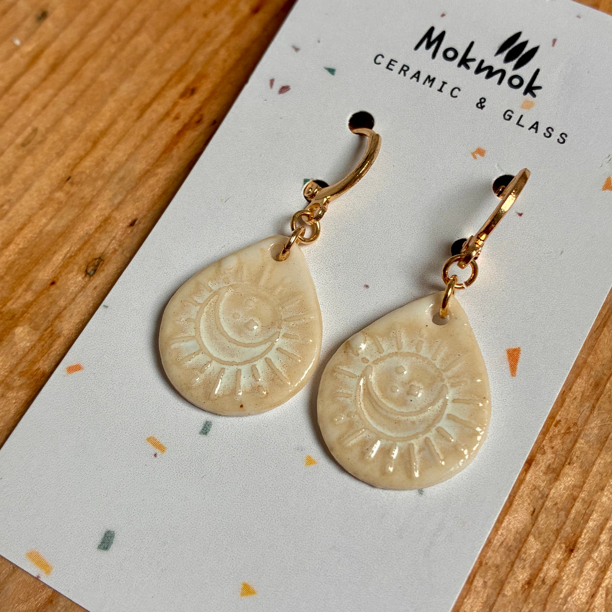 Boucles d'oreilles en céramique soleil lune