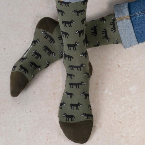 Chaussettes Loups kaki T43/46
