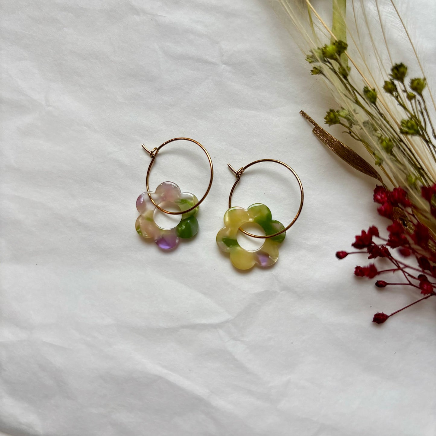 Boucles d’oreilles Flora vert violet