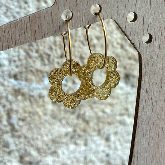 Boucles d’oreilles Flora or pailleté