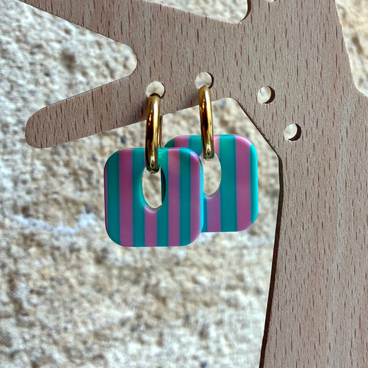 Boucles d’oreilles Candice bleu/rose