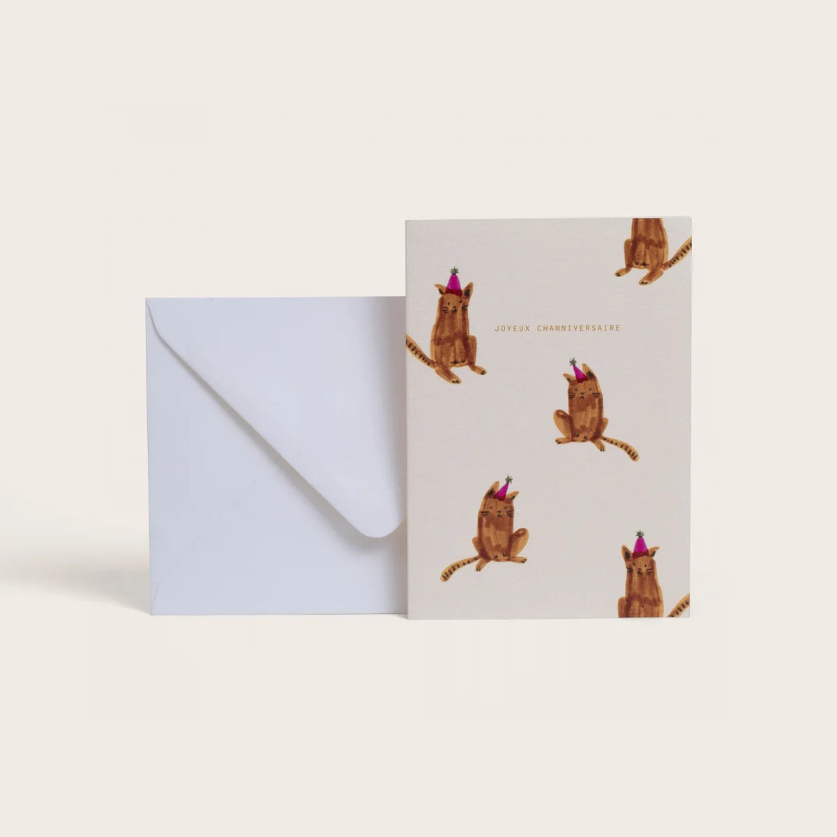Carte double avec enveloppe - Chats festifs