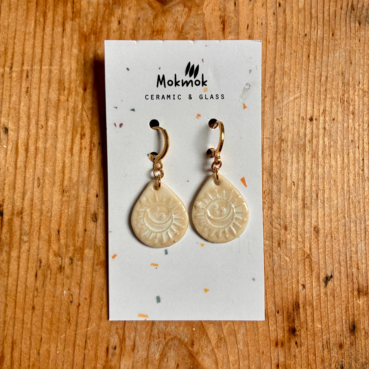 Boucles d'oreilles en céramique soleil lune