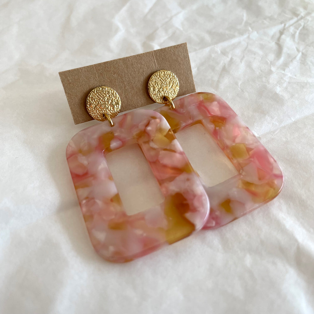 Boucles d’oreilles Carla rose et jaune