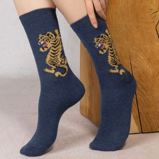 Chaussettes Cachemire Tigre bleu T36/40