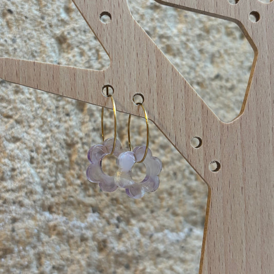 Boucles d’oreilles Flora translucide violet