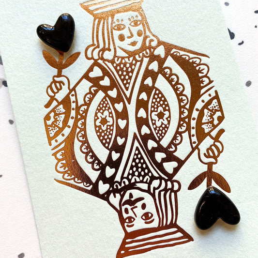 Pin’s en céramique petits cœurs carte à jouer noir