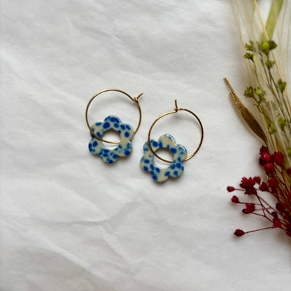 Boucles d’oreilles Flora bleu moucheté