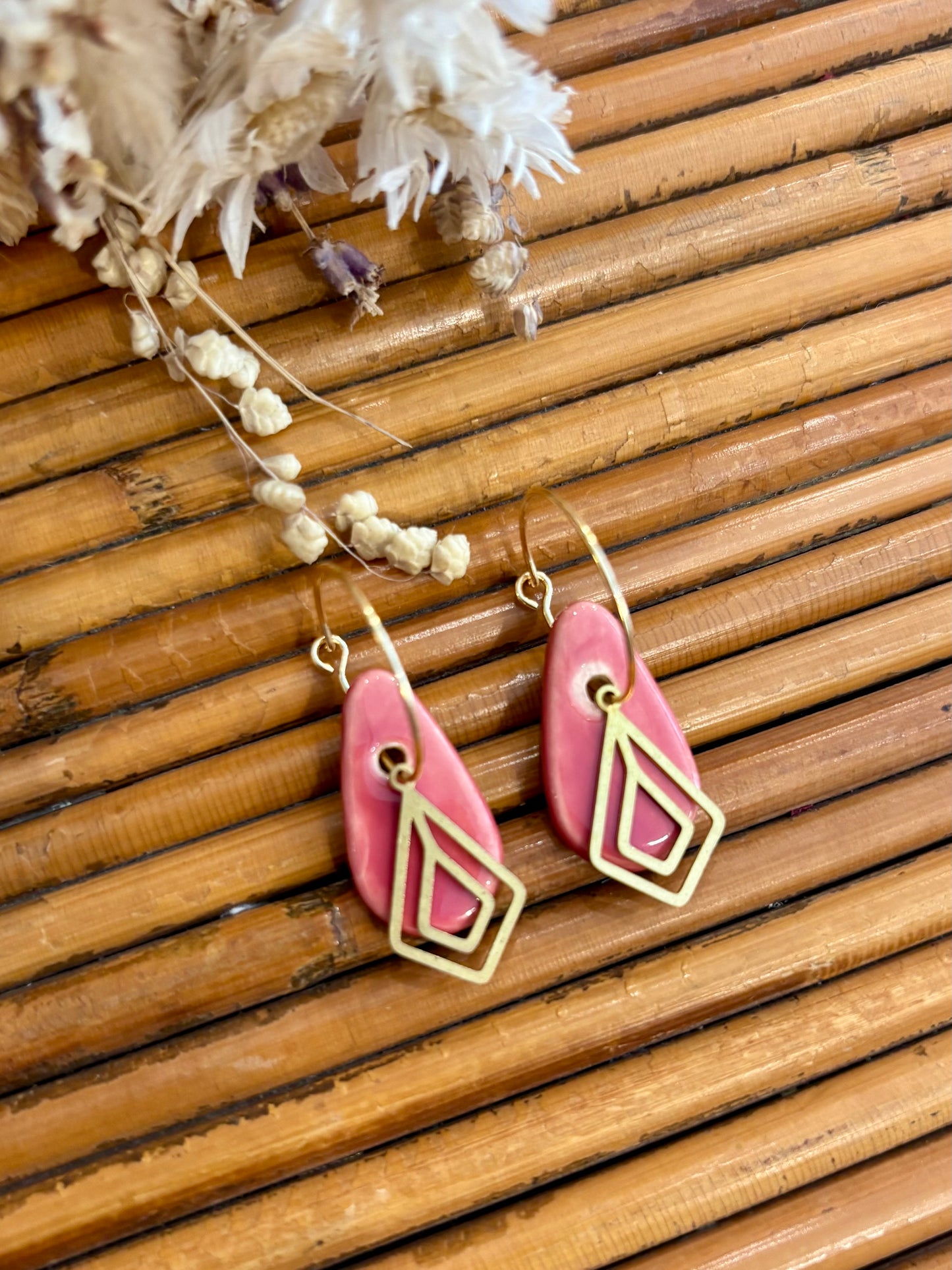 Boucles d'oreilles en céramique larme terra