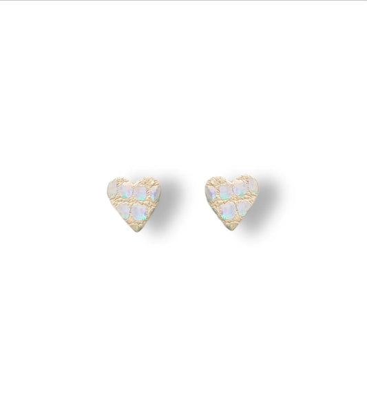 Boucles d’oreilles Puce Coeur cuir holographique