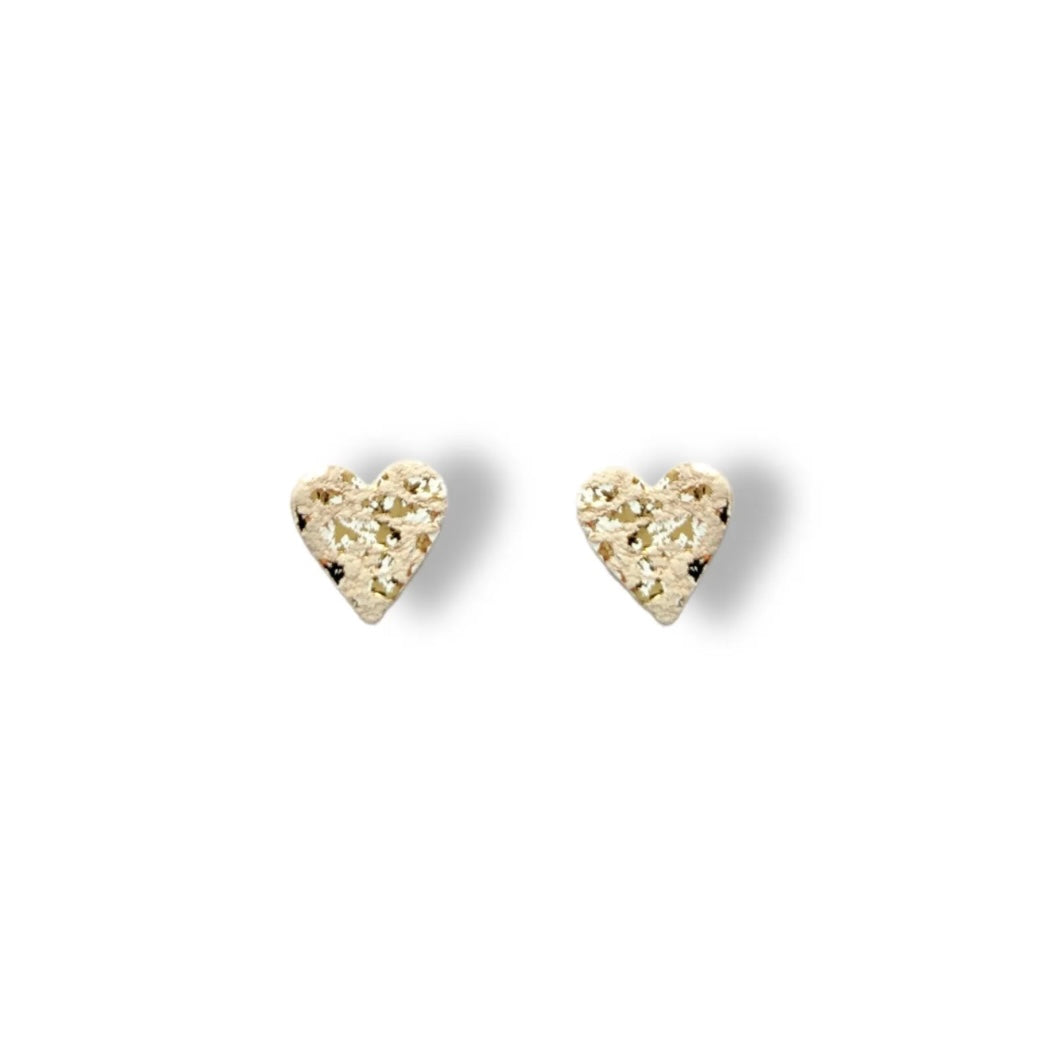Boucles d’oreilles Puce Coeur moucheté blanc et or