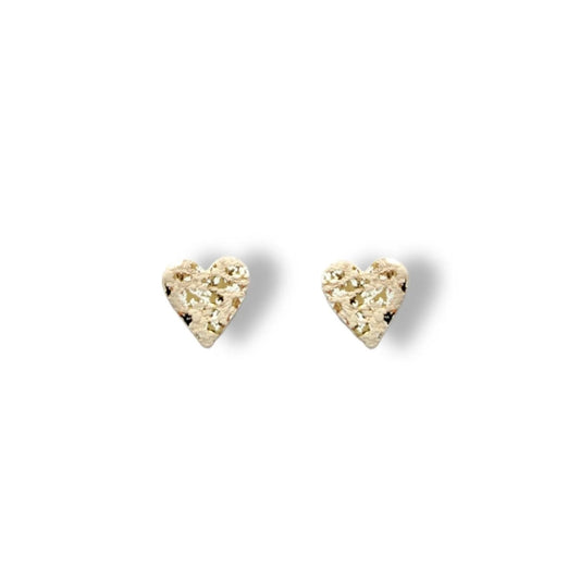 Boucles d’oreilles Puce Coeur moucheté blanc et or