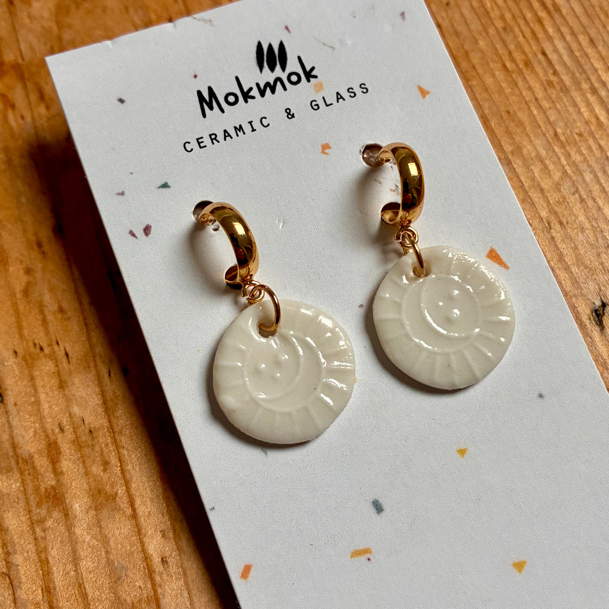 Boucles d'oreilles en céramique lune blanc