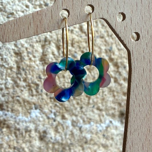 Boucles d’oreilles Flora multicolore foncé